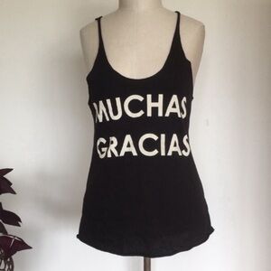 muchas gracias racer back black cotton tank top S